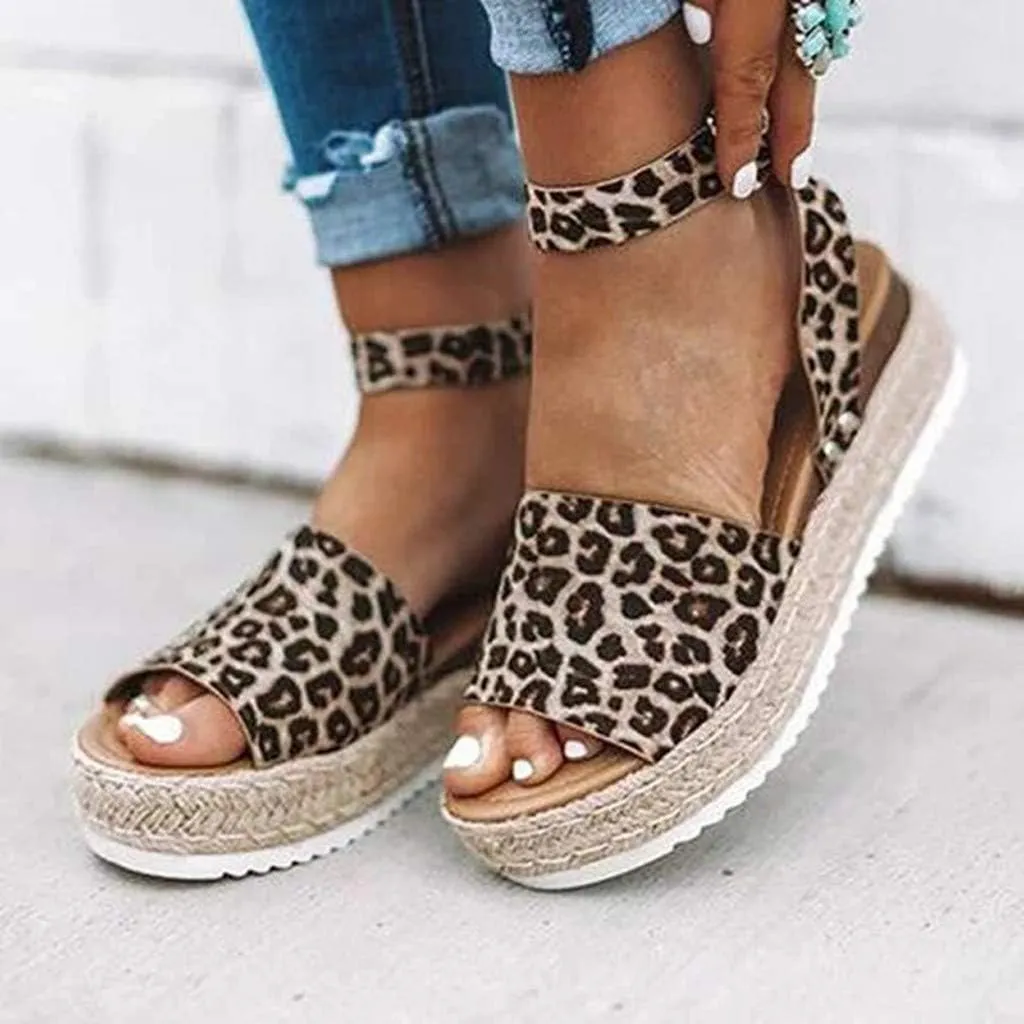 Wedge Sandals for Women Wide,2020 Fashion Wedge Ankle Buckle Sandals Summer Beach Sandals Open Toe Espadrille Platform