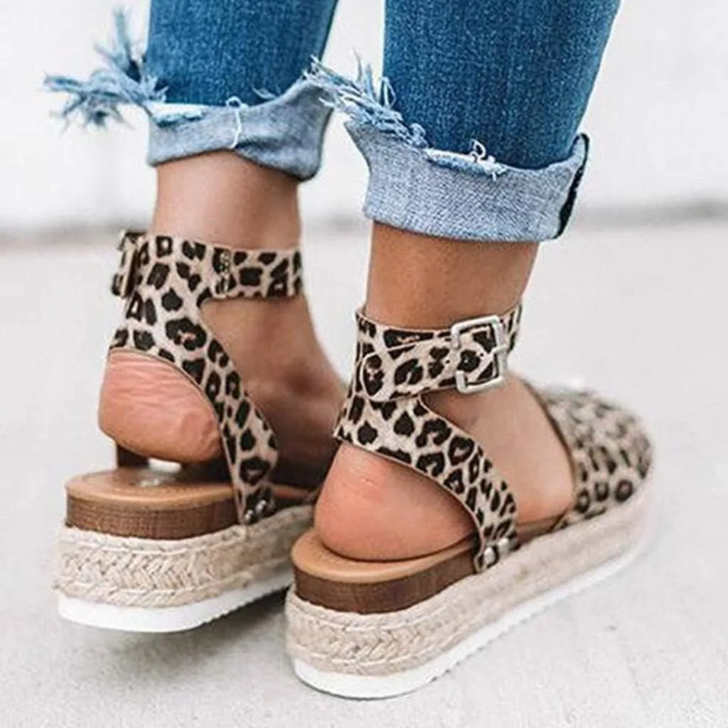 Wedge Sandals for Women Wide,2020 Fashion Wedge Ankle Buckle Sandals Summer Beach Sandals Open Toe Espadrille Platform