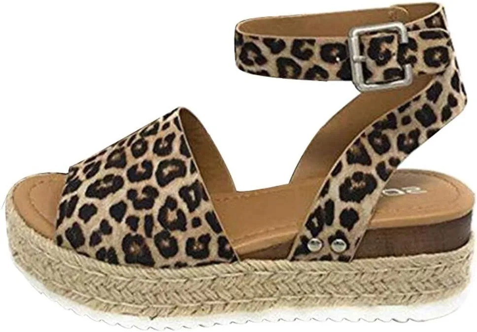 Wedge Sandals for Women Wide,2020 Fashion Wedge Ankle Buckle Sandals Summer Beach Sandals Open Toe Espadrille Platform