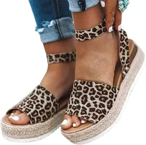 Wedge Sandals for Women Wide,2020 Fashion Wedge Ankle Buckle Sandals Summer Beach Sandals Open Toe Espadrille Platform