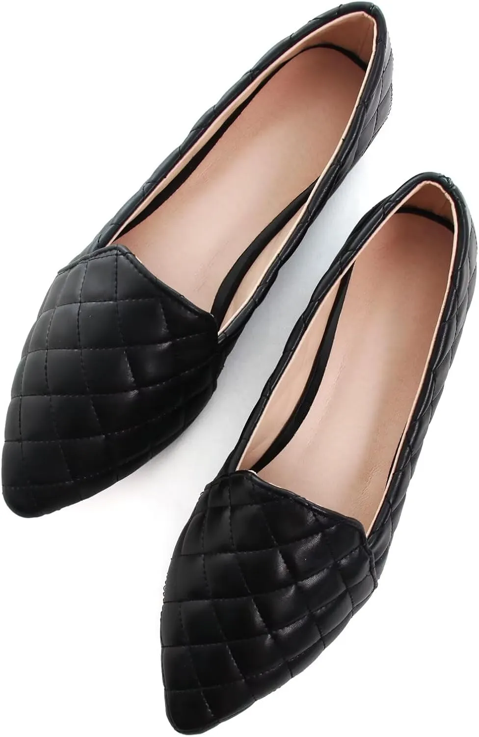 WENJIAZHIZHI Ballet Flats for Women Comfortable Women's Flats Memory Foam Slip on Pointed Toe Flats Shoes Women Solid