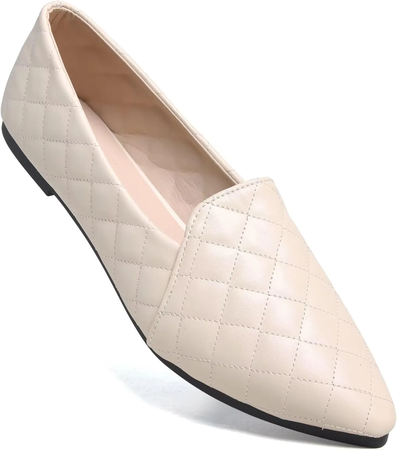 WENJIAZHIZHI Ballet Flats for Women Comfortable Women's Flats Memory Foam Slip on Pointed Toe Flats Shoes Women Solid