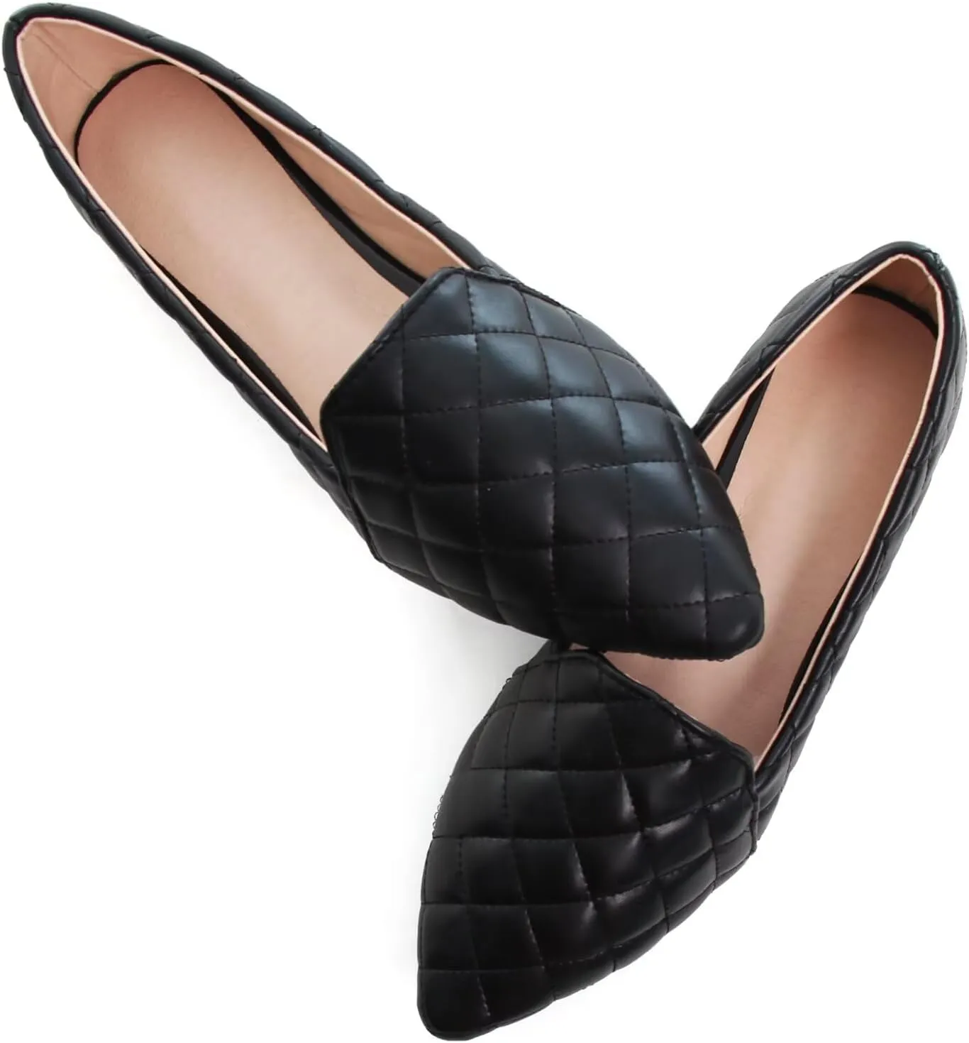 WENJIAZHIZHI Ballet Flats for Women Comfortable Women's Flats Memory Foam Slip on Pointed Toe Flats Shoes Women Solid