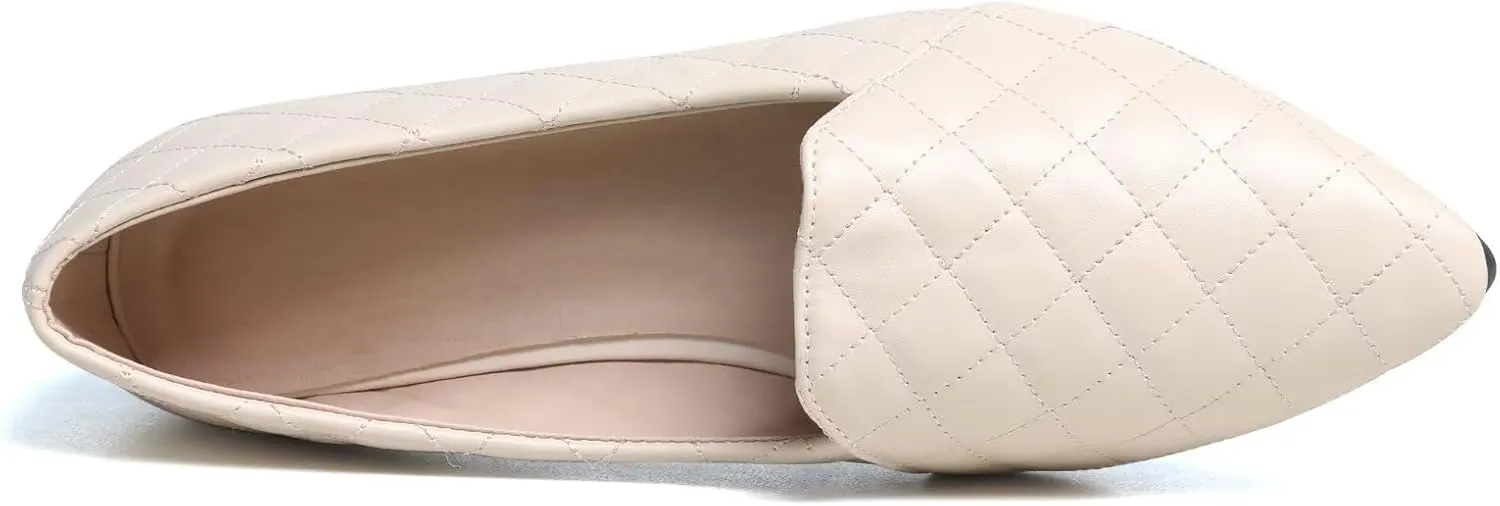 WENJIAZHIZHI Ballet Flats for Women Comfortable Women's Flats Memory Foam Slip on Pointed Toe Flats Shoes Women Solid