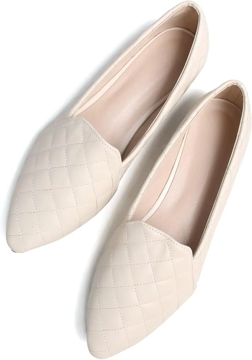 WENJIAZHIZHI Ballet Flats for Women Comfortable Women's Flats Memory Foam Slip on Pointed Toe Flats Shoes Women Solid