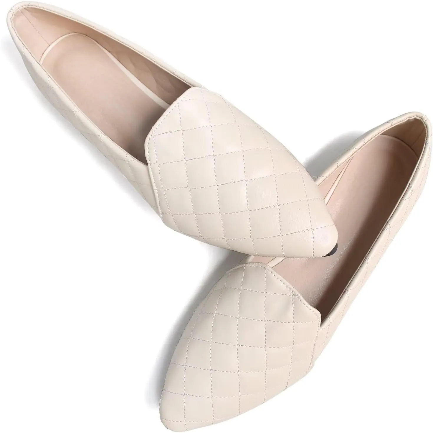 WENJIAZHIZHI Ballet Flats for Women Comfortable Women's Flats Memory Foam Slip on Pointed Toe Flats Shoes Women Solid