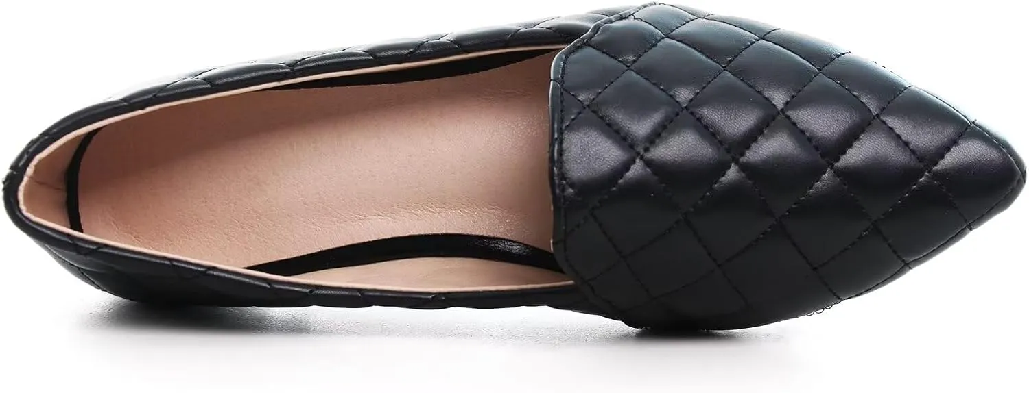 WENJIAZHIZHI Ballet Flats for Women Comfortable Women's Flats Memory Foam Slip on Pointed Toe Flats Shoes Women Solid