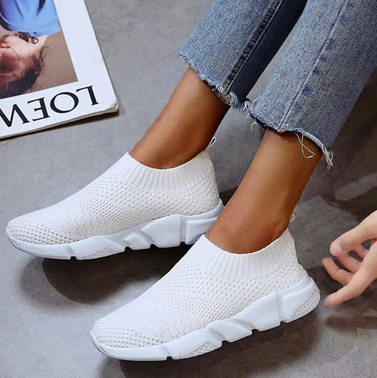 White Platform Sneakers for Women 2023 Women's Walking Shoes Fashion Sport Running Sneakers Hiking Shoes Women Lightweight Bowling Shoes Women 8 Wide Tenis De Mujer para Trabajo Antideslizante D Bota