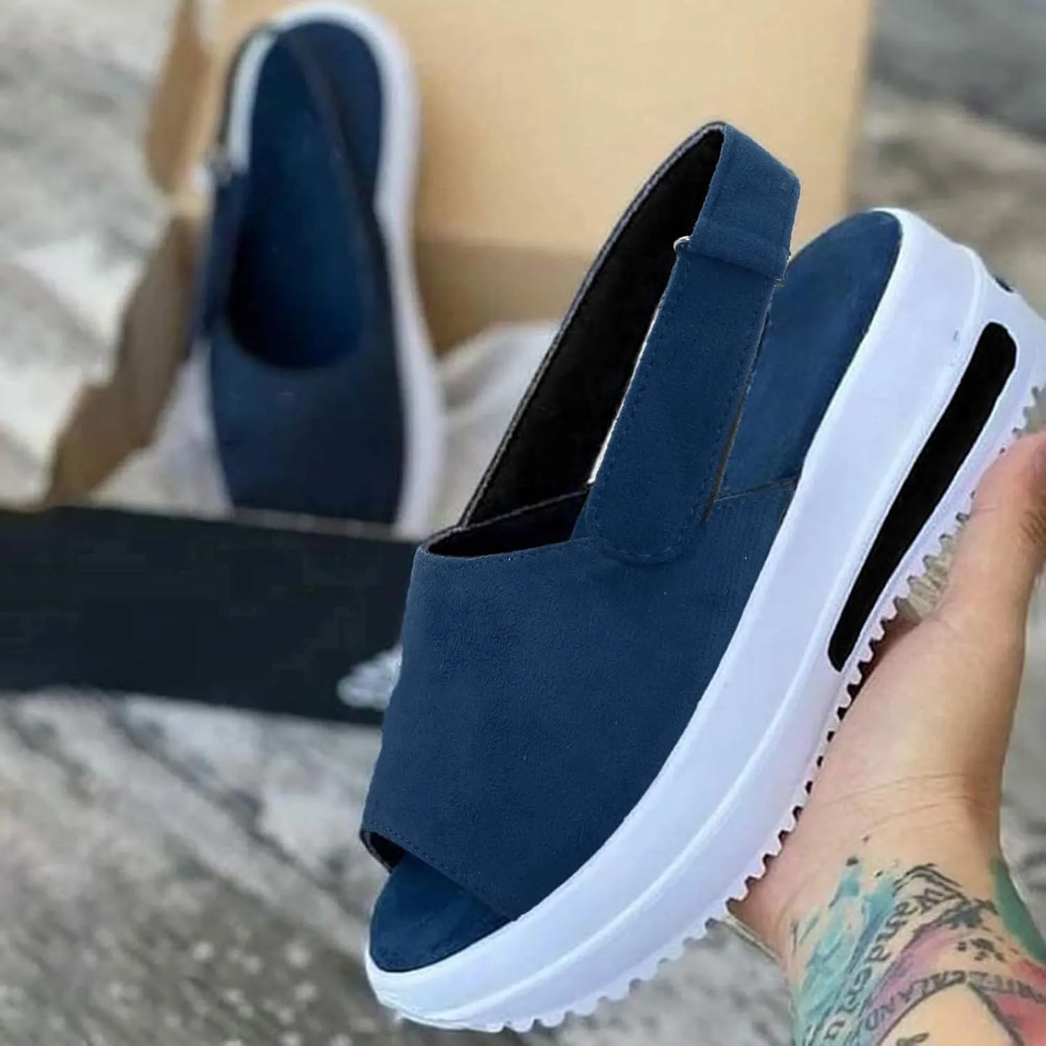 Wide Width Platform Wedge Sandals for Women Summer Heels Dressy Open Toe Buckle Ankle Strap Flip Flops Walking Strappy Slip on Shoes 2025 Beach Fashion