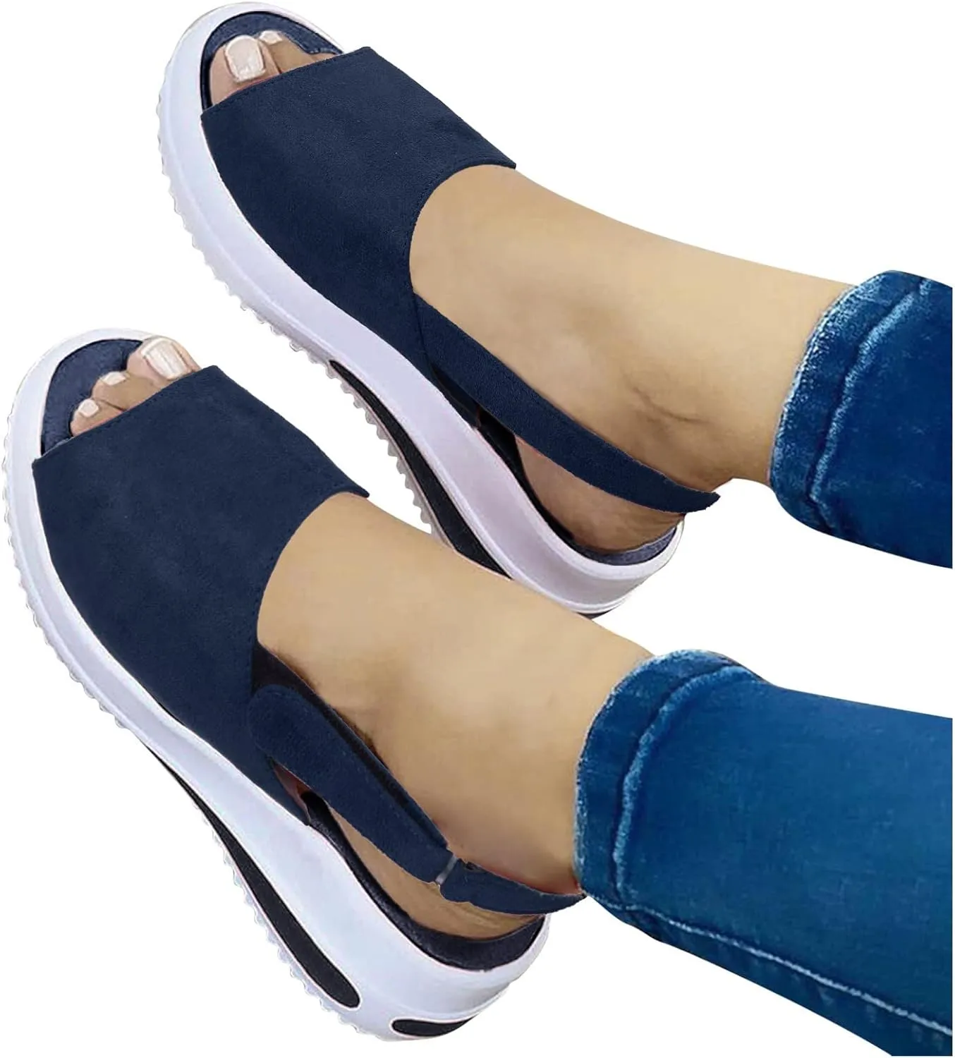 Wide Width Platform Wedge Sandals for Women Summer Heels Dressy Open Toe Buckle Ankle Strap Flip Flops Walking Strappy Slip on Shoes 2025 Beach Fashion