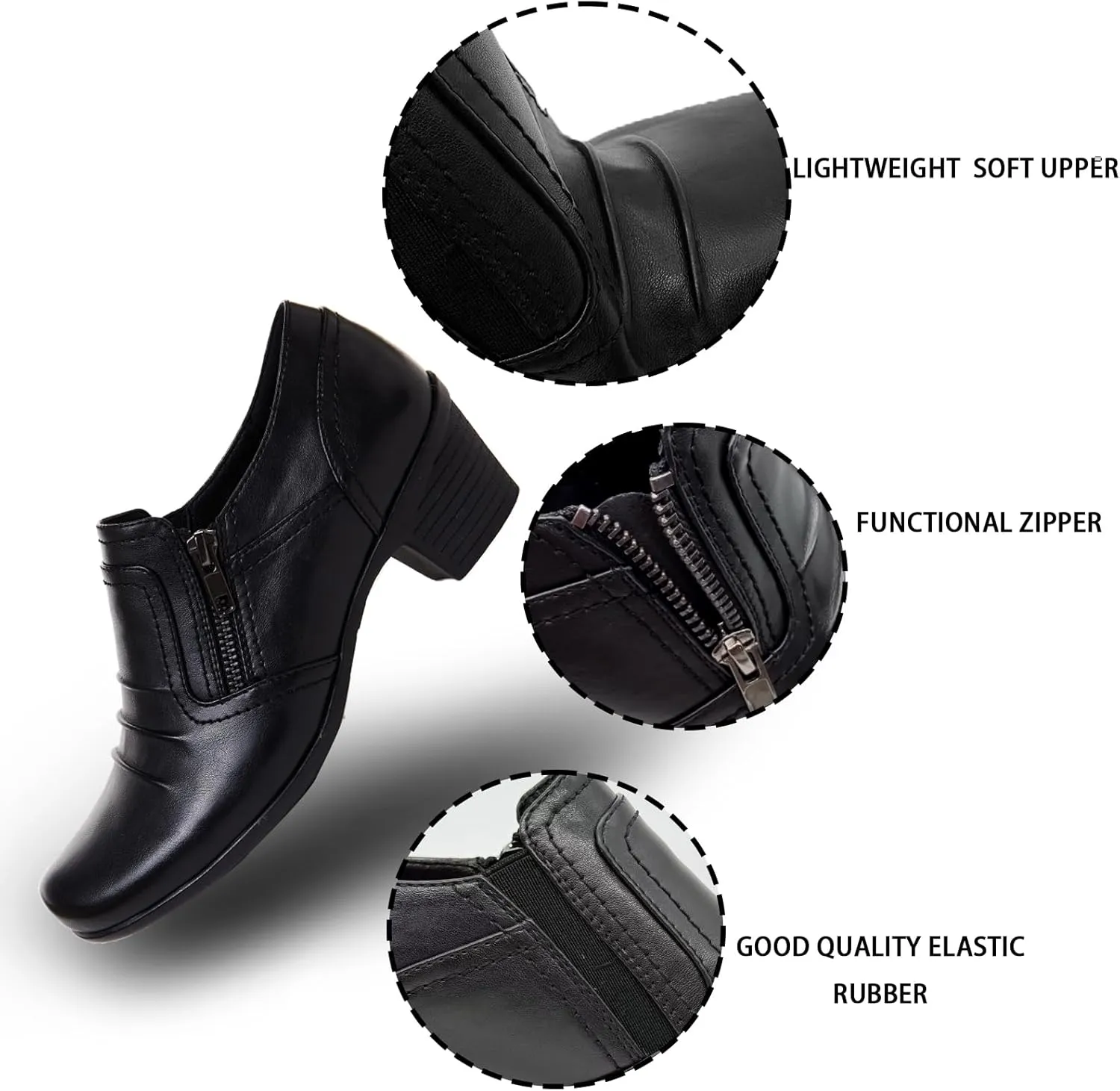Women Dressy Shoes Low Chunky Block Heels Slip-On Office Business Work Pumps Loafers & Slip-ons