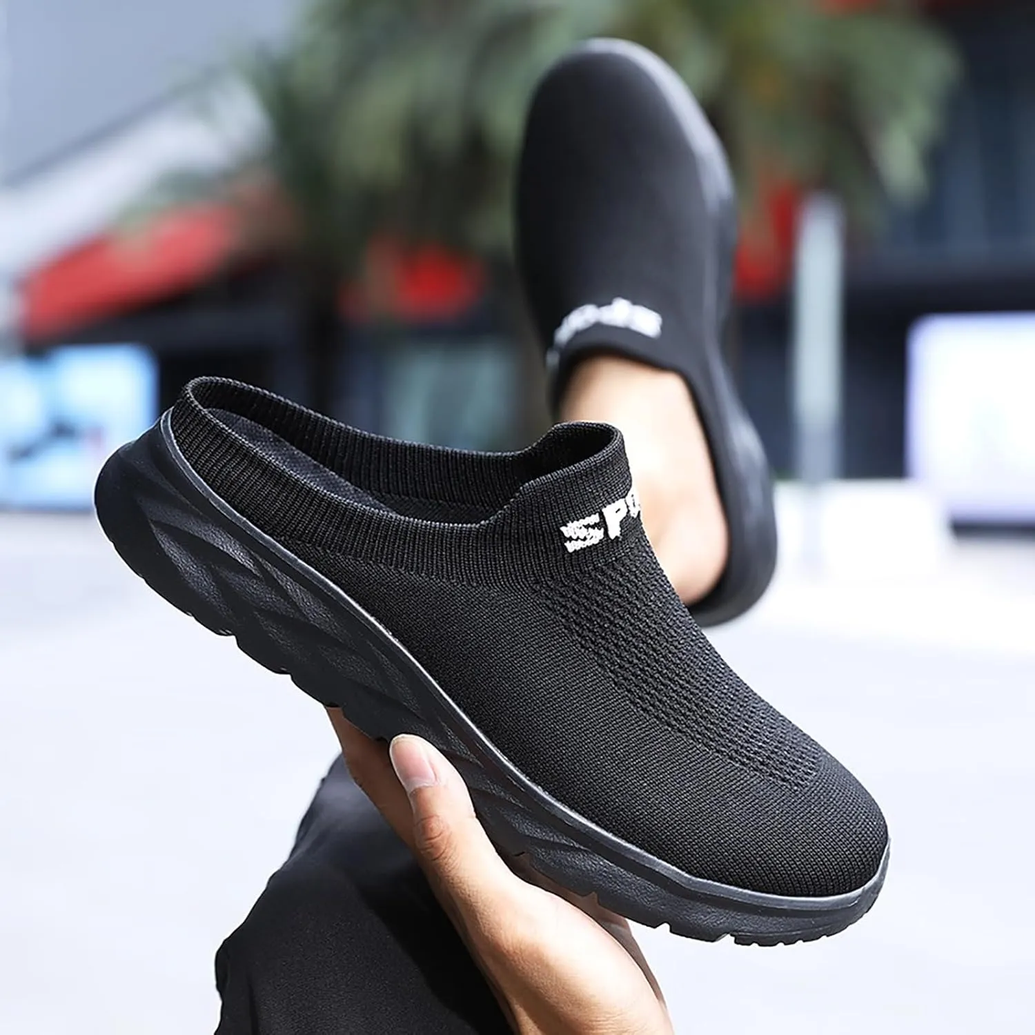 Women's Backless Slip on Mesh Sneakers Shoes Mens Dress Shoes Wide Men Casual Dress Shoes Women's Fashion Sneakers Waterproof Tennis Shoe White Loafers