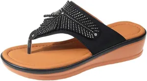 Women's Bohemian Solid Platform Sandals Arch Support Clip Toe Slipper Trendy Thick Strappy Thong