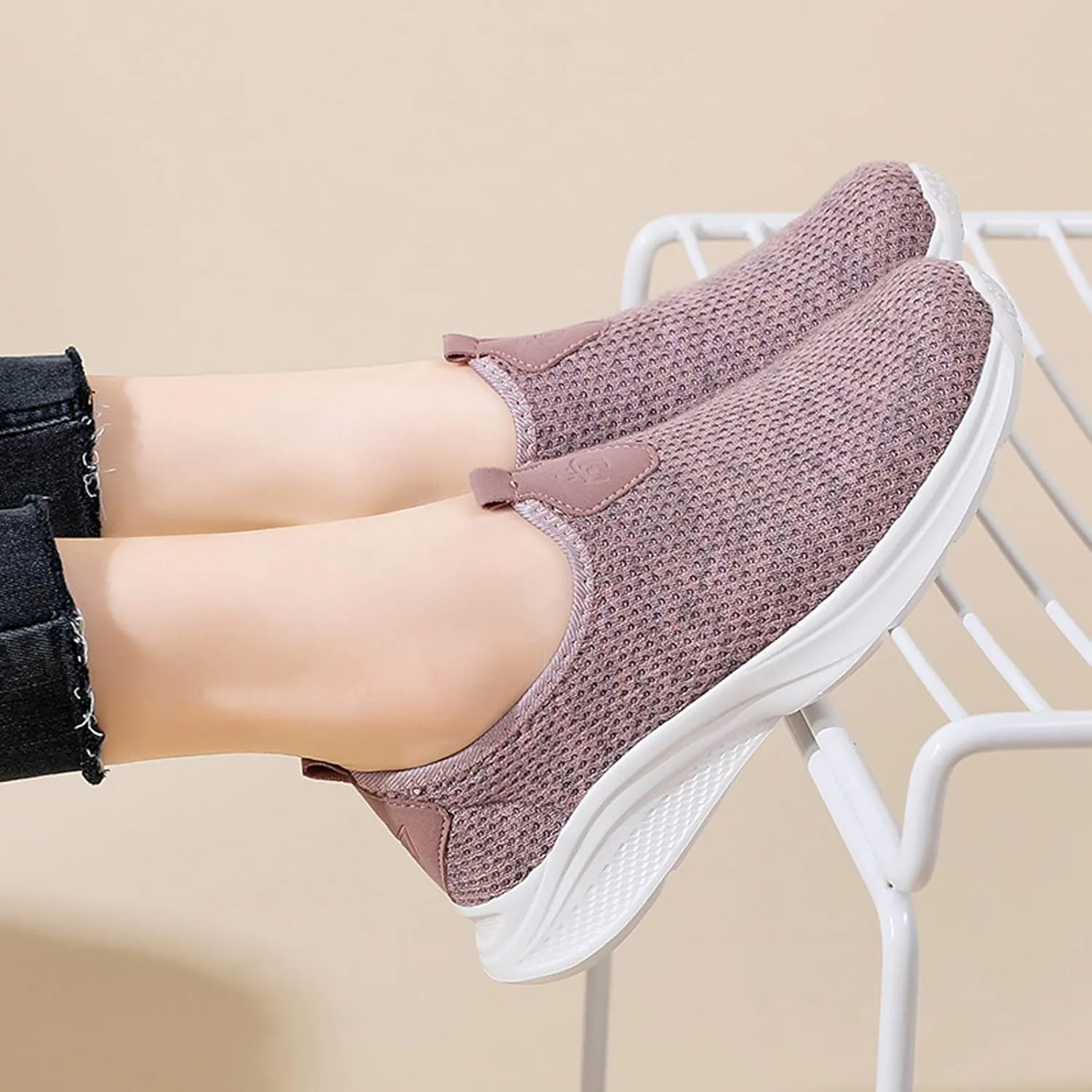 Womens Canvas Slip On Sneakers Casual Walking Shoes Lightweight Comfortable Flats Non Slip Elastic Loafers