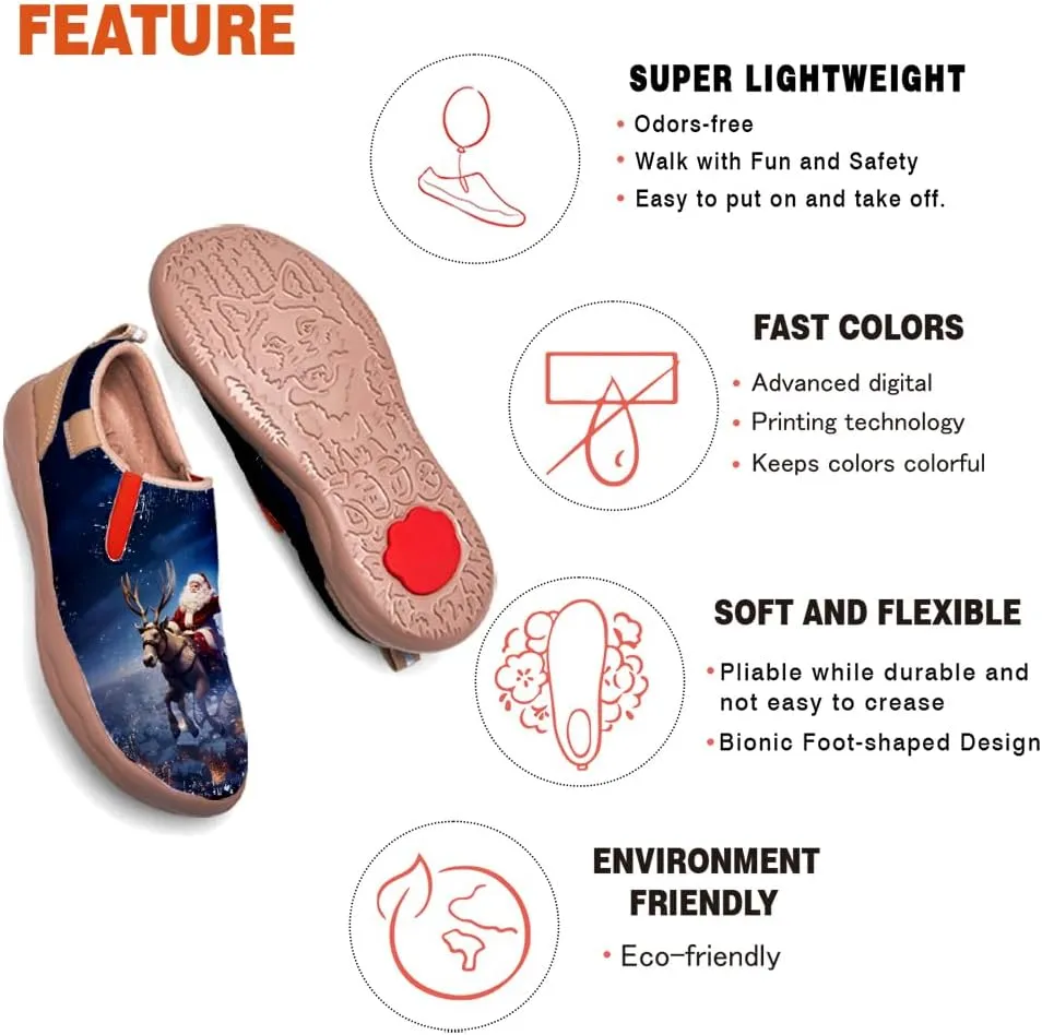 Women's Casual Loafers Slip Ons Leather Lightweight Shoes Walking Comfortable Art Painted Travel Sneaker