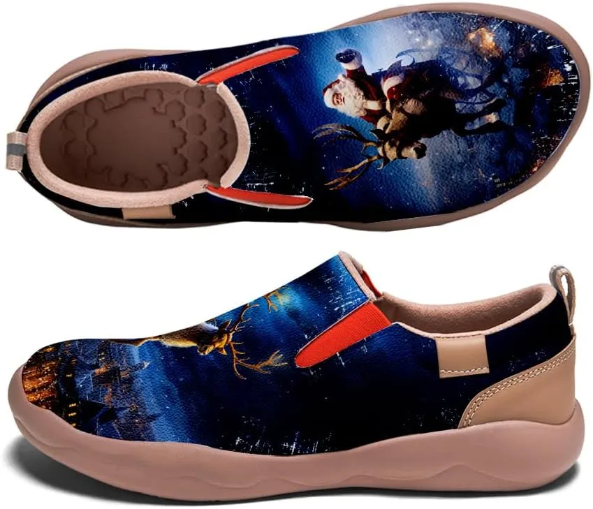 Women's Casual Loafers Slip Ons Leather Lightweight Shoes Walking Comfortable Art Painted Travel Sneaker