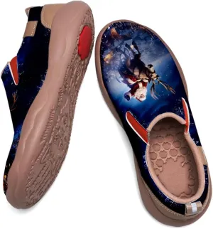 Women's Casual Loafers Slip Ons Leather Lightweight Shoes Walking Comfortable Art Painted Travel Sneaker