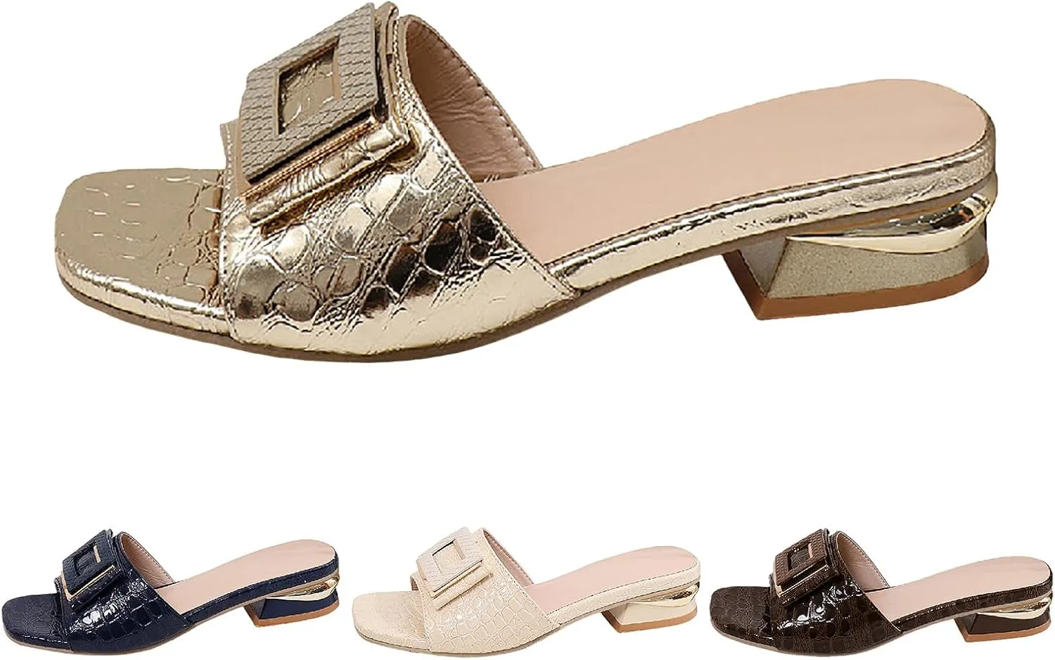 Women's Chunky Low Heel Sandals Fish Mouth Sandals With A Single ; New Women's Fish Mouth For Foreign Trade