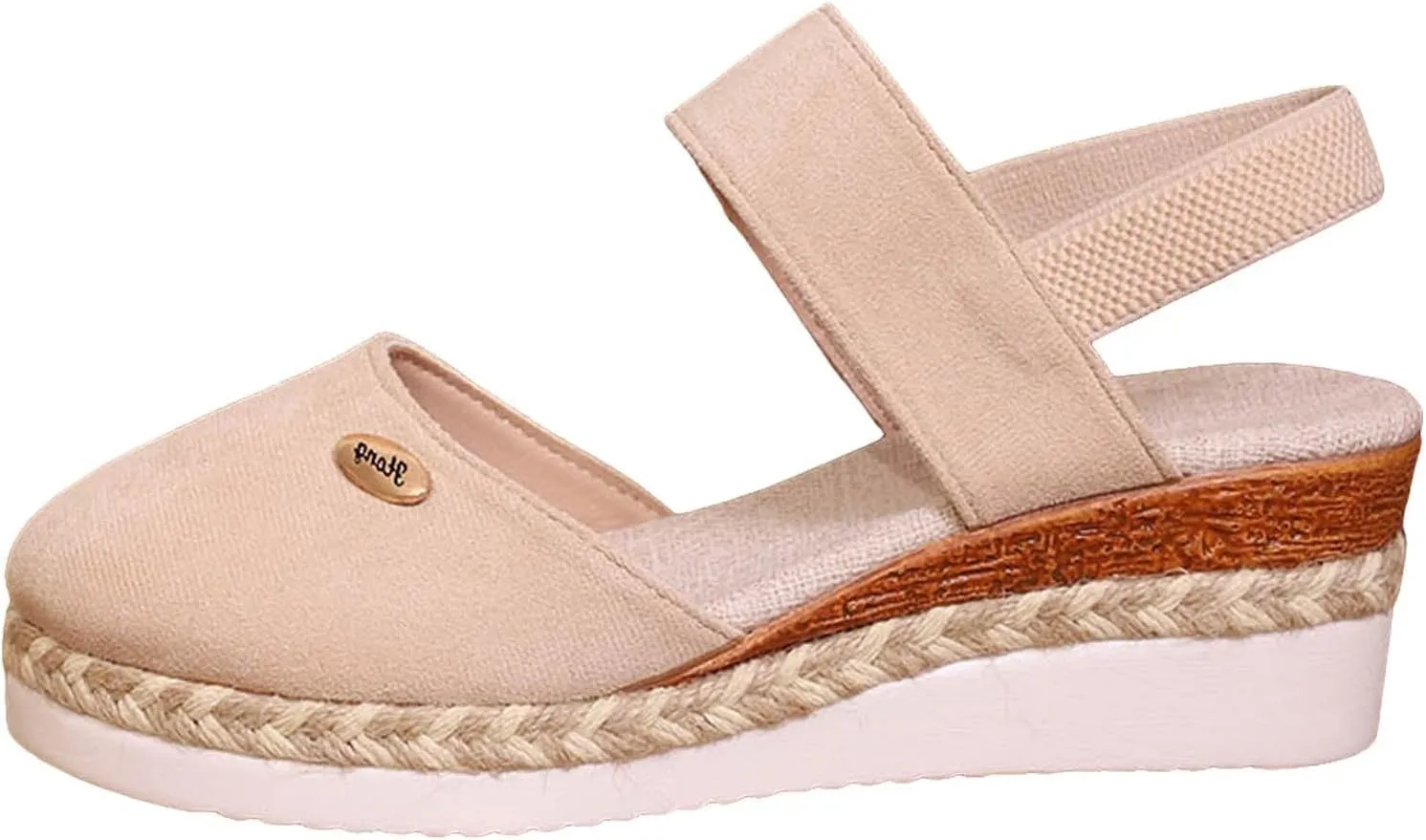 Women's Closed Toe Elastic Ankle Strap Espadrilles Wedge Sandals Dressy Summer Platform Beach Shoes