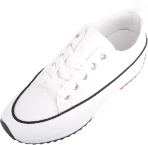 Womens Easy Lace Up Low Top Canvas Chunky Sole Trainers Sneakers