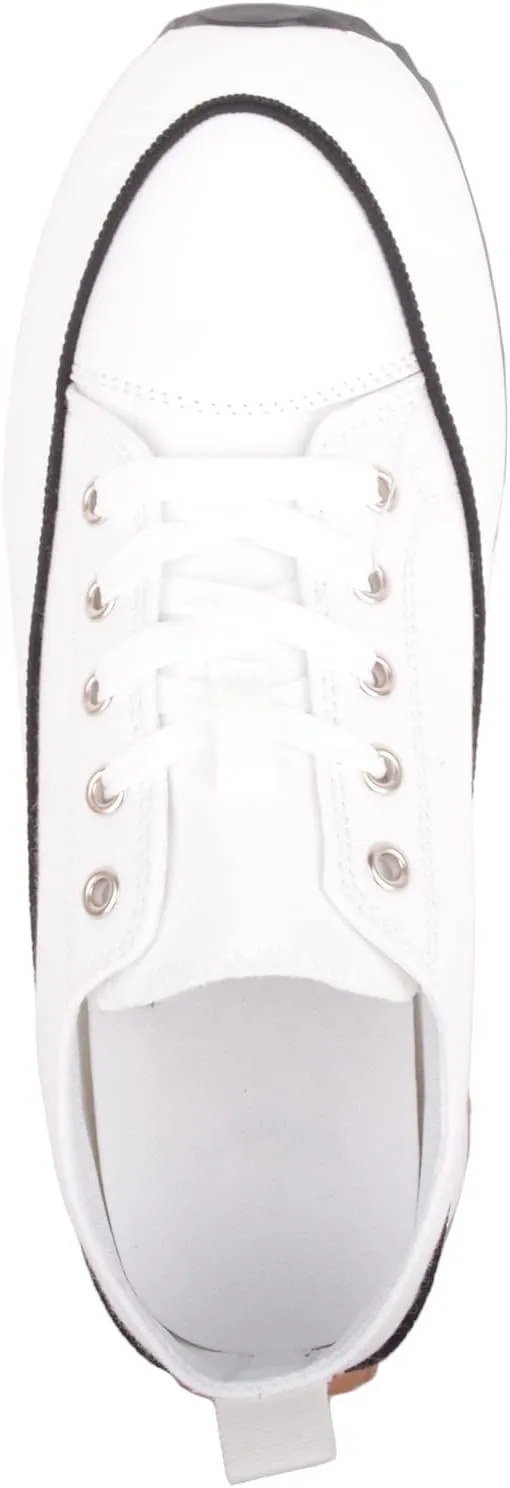 Womens Easy Lace Up Low Top Canvas Chunky Sole Trainers Sneakers