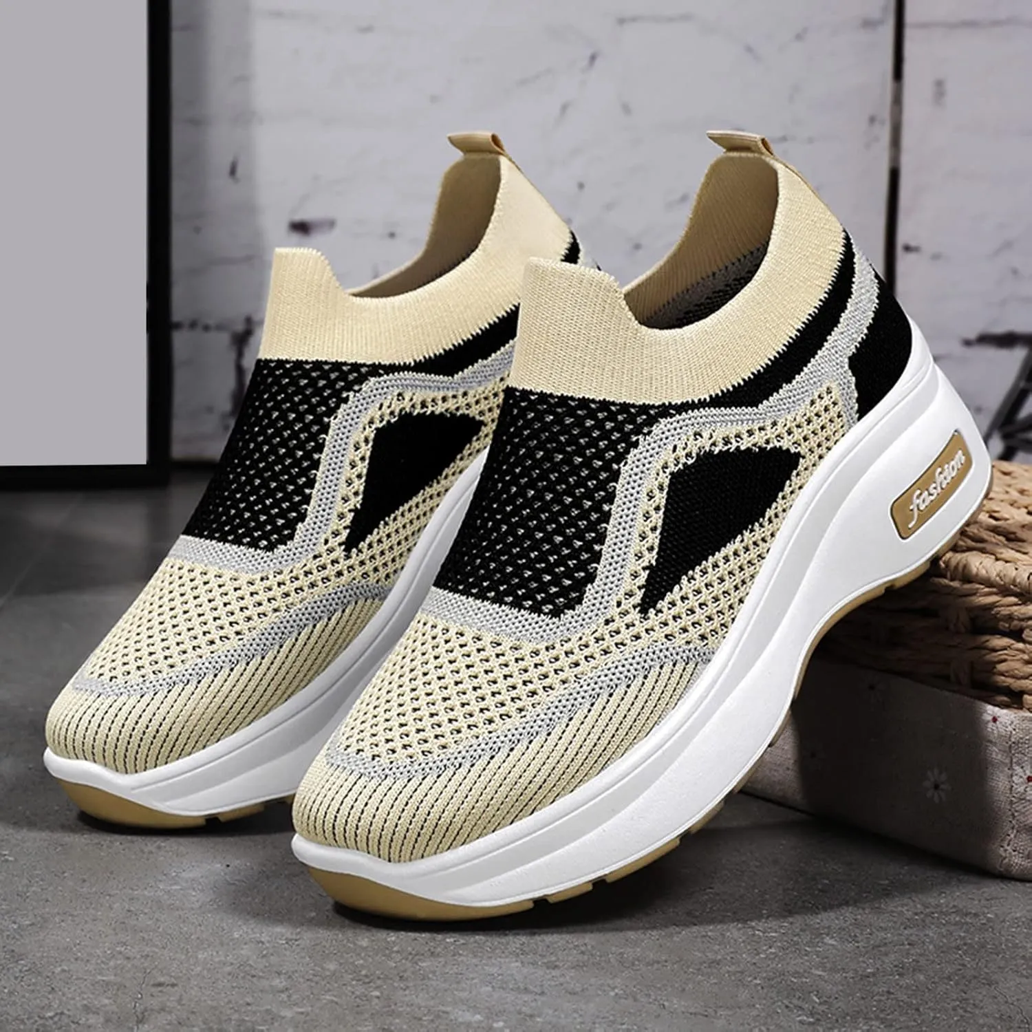 Womens Elastic Slip On Shoes Casual Comfortable Walking Sneakers Lightweight Canvas Flats Non Slip Loafers