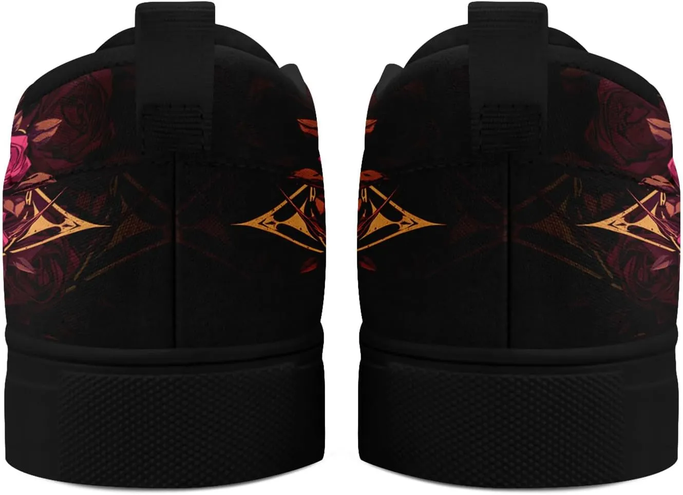 Women's Gothic Skull Slip Ons Sneakers Elastic Canvas Casual Loafers Rock &Punk Low Top Walking Shoes for Men