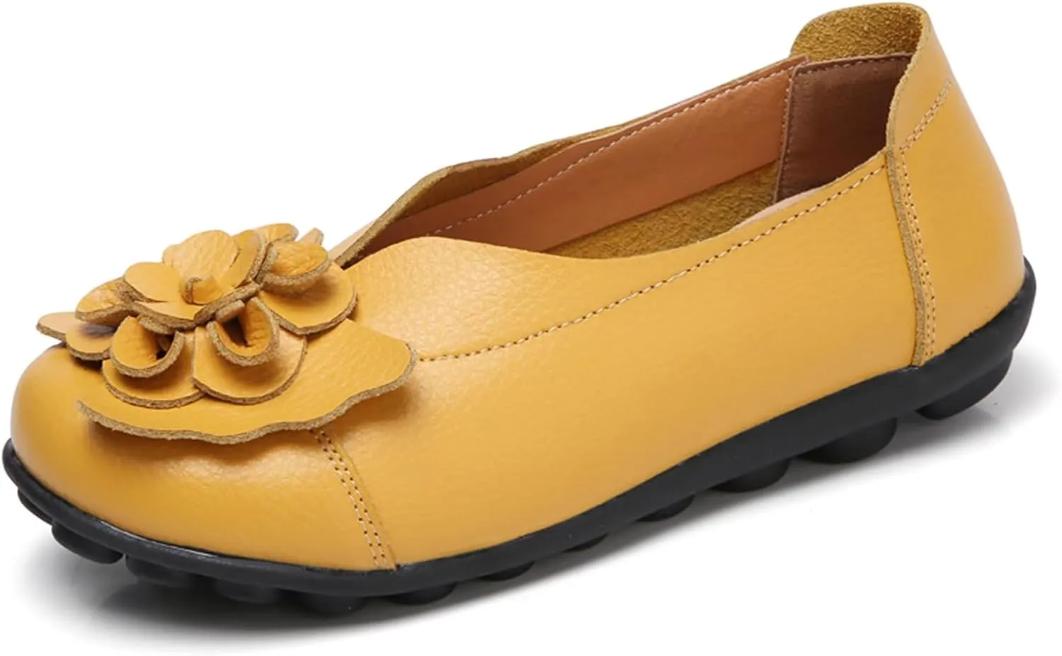 Womens Loafers Comfortable Dressy Driving Shoes Non Slip Flower Decoration Round Toe Business Casual Shoes Summer Walking Sandals Soft Soles Pump 2025 Fashion