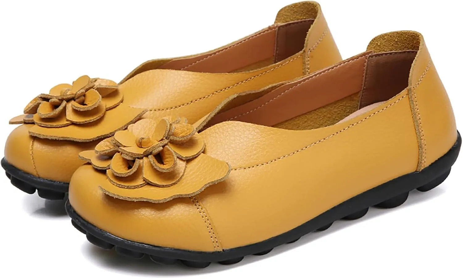 Womens Loafers Comfortable Dressy Driving Shoes Non Slip Flower Decoration Round Toe Business Casual Shoes Summer Walking Sandals Soft Soles Pump 2025 Fashion