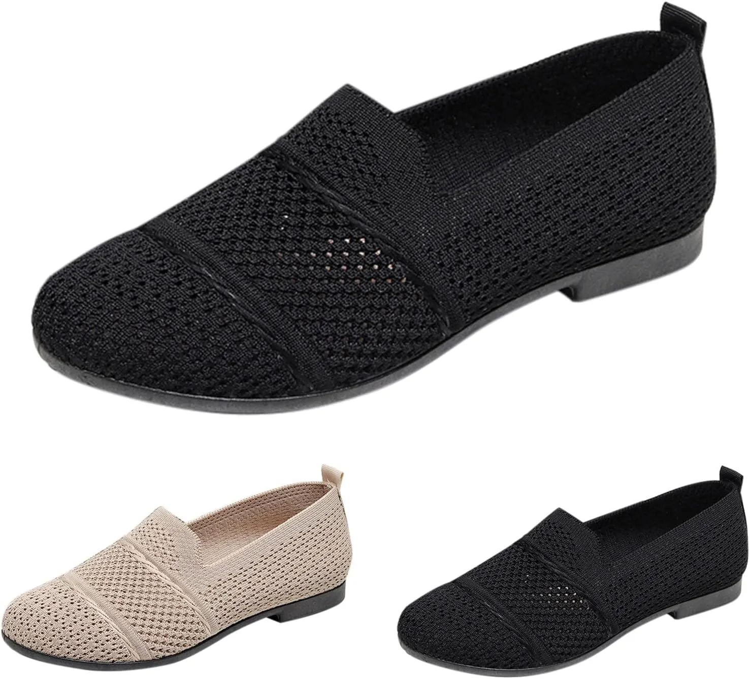 Women's L𝐨w Heel Casual Shoes Breathable Lightweight Work Shoes Soft Sole Slip On Loafers Comfortable Wide Width Orthopedic Sneakers