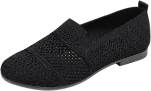 Women's L𝐨w Heel Casual Shoes Breathable Lightweight Work Shoes Soft Sole Slip On Loafers Comfortable Wide Width Orthopedic Sneakers
