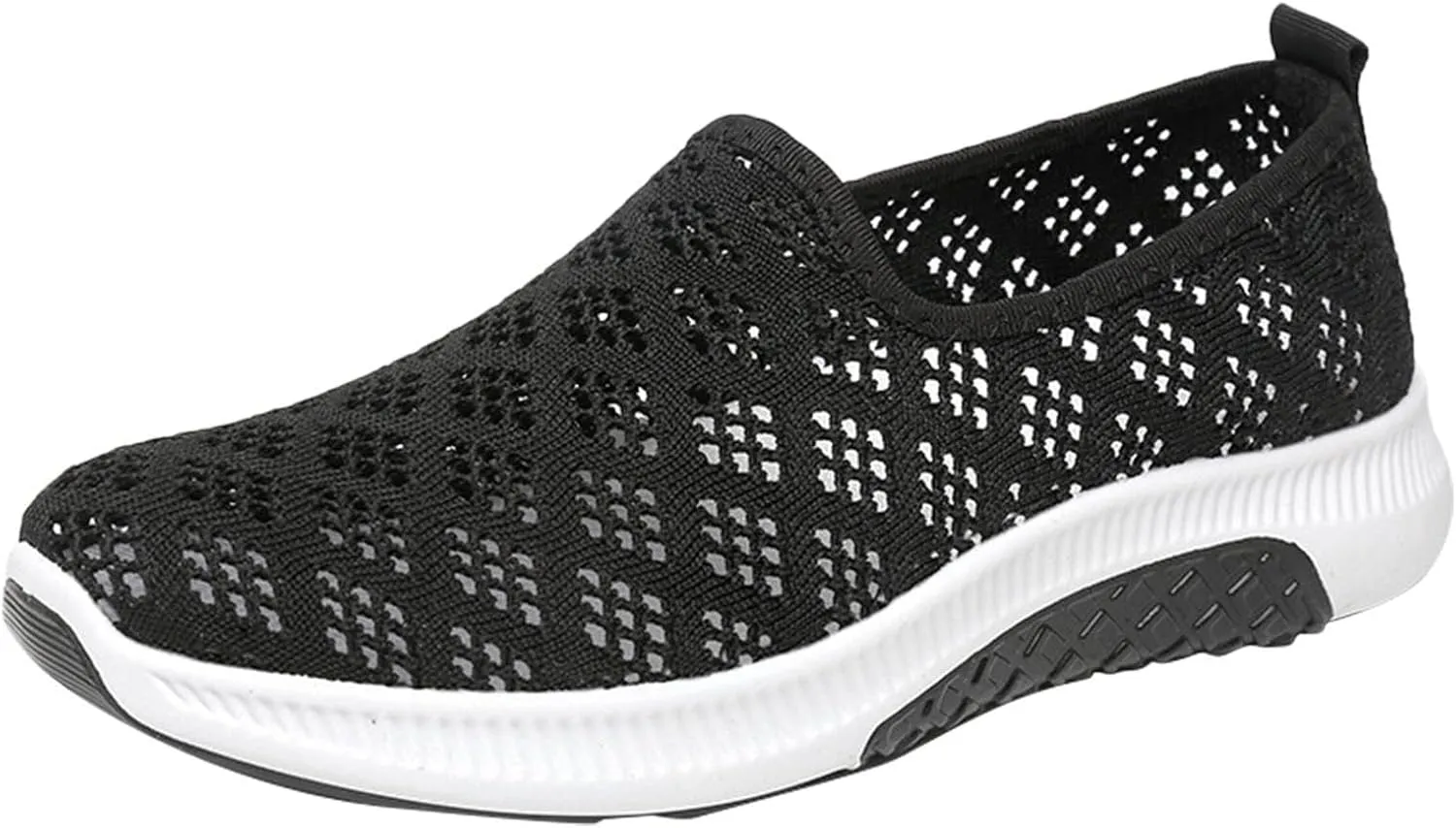 Womens Non Slip Slip On Sneakers Casual Walking Shoes Lightweight Canvas Comfortable Flats Elastic Loafers