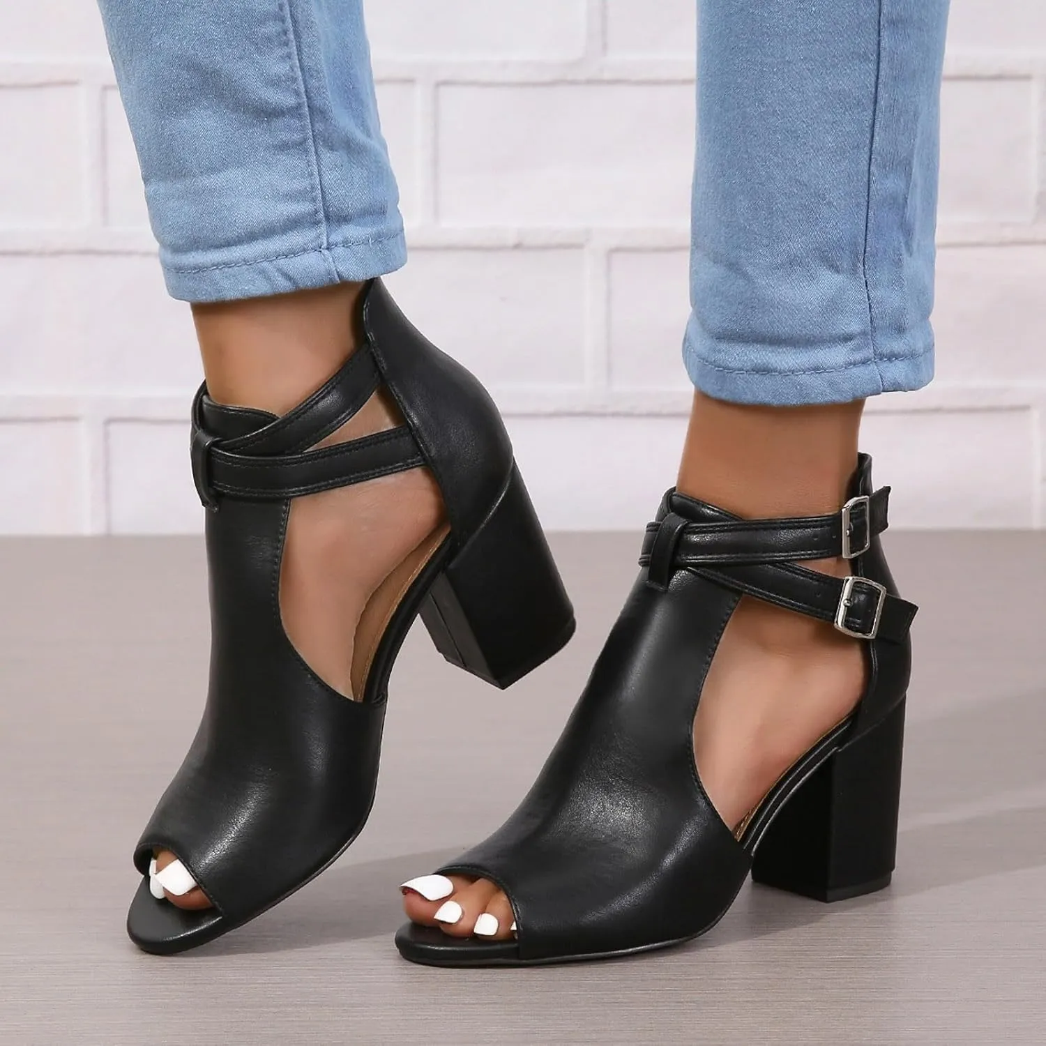 Womens Open Toe Heels Sandals 2024 Chunky Heel Cute Summer Peep Toe Dressy Trendy Ladies Spring Comfy Spring 2024 Y2K, 7, Black,brown,beige