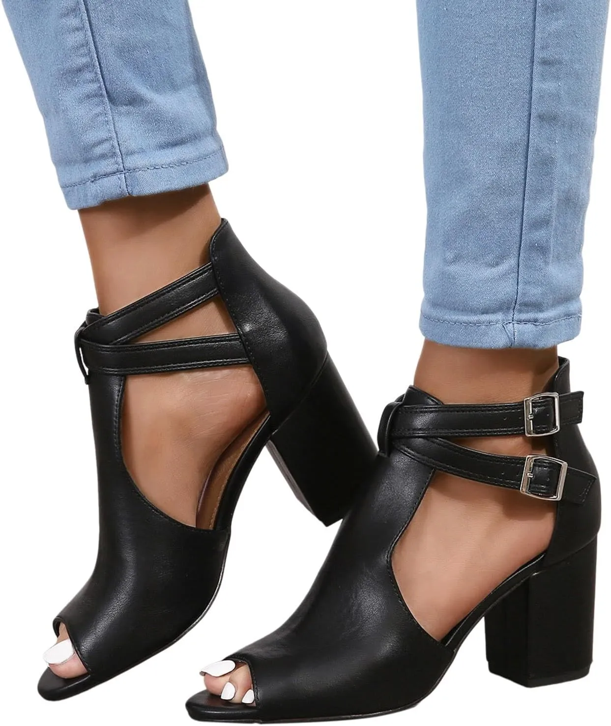 Womens Open Toe Heels Sandals 2024 Chunky Heel Cute Summer Peep Toe Dressy Trendy Ladies Spring Comfy Spring 2024 Y2K, 7, Black,brown,beige