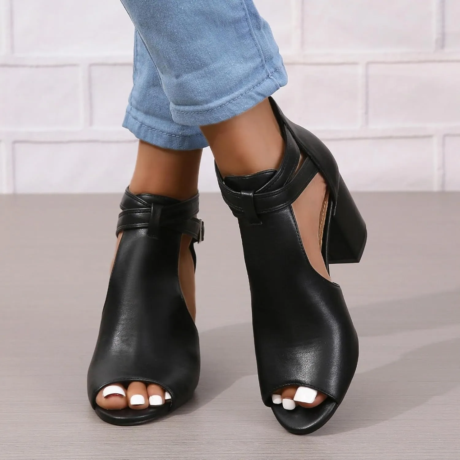 Womens Open Toe Heels Sandals 2024 Chunky Heel Cute Summer Peep Toe Dressy Trendy Ladies Spring Comfy Spring 2024 Y2K, 7, Black,brown,beige