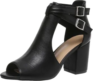 Womens Open Toe Heels Sandals 2024 Chunky Heel Cute Summer Peep Toe Dressy Trendy Ladies Spring Comfy Spring 2024 Y2K, 7, Black,brown,beige