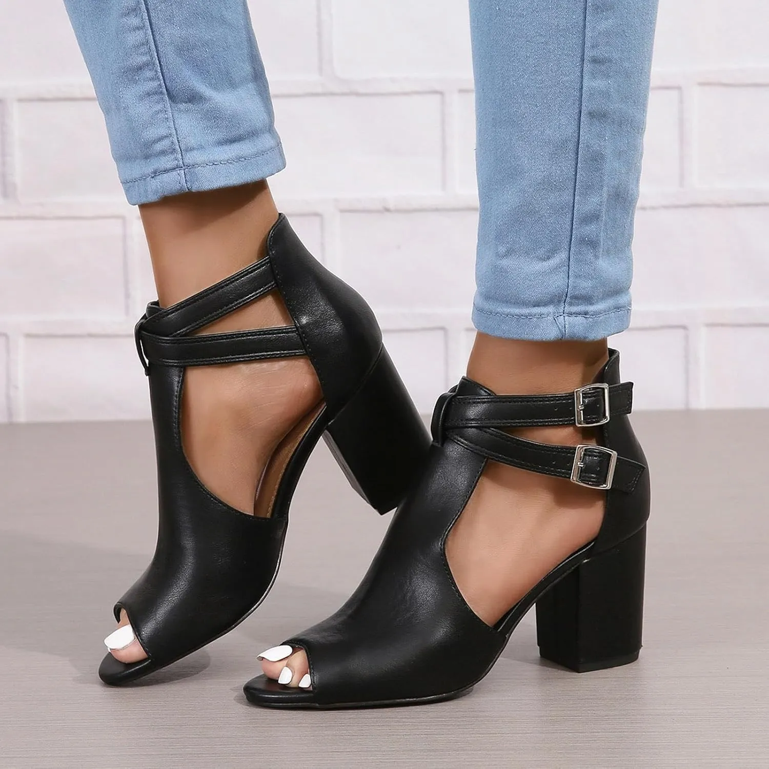 Womens Open Toe Heels Sandals 2024 Chunky Heel Cute Summer Peep Toe Dressy Trendy Ladies Spring Comfy Spring 2024 Y2K, 7, Black,brown,beige