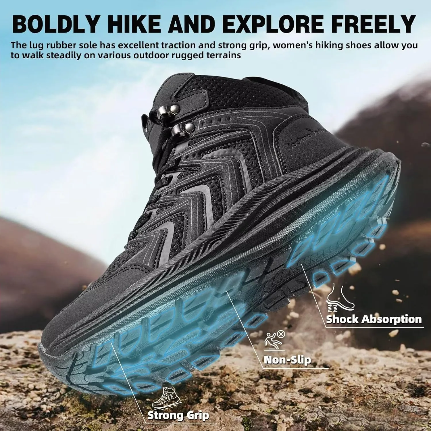 Women's Orthopedic Mid Trekking Hiking Boots: Comfortable Plantar Fasciitis Ankle Support Workout Walking Running Shoes, Orthotic Work Sport Cross Training Trail Sneakers for Feet and Heel Pain Relief