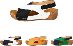 Womens Orthopedic Sandals Summer Color Block Arch Support Shoes Casual Ankle Strap Slingback Platforms Comfortable Dress Shoes