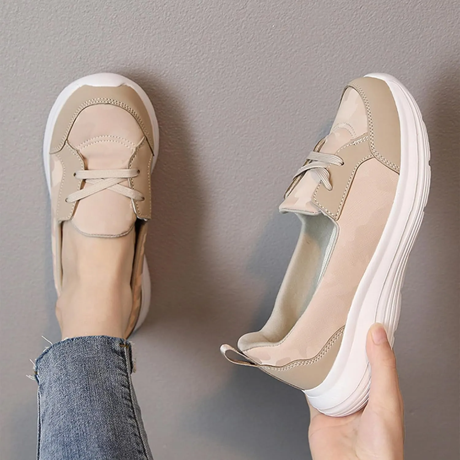 Women's Pattern Print Slip On Walking Shoes Comfortable Casual Arch Support Non-Slip Breathable Soft Sole Low Top Loafers Flats