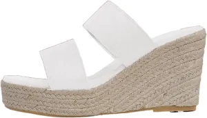 Womens Platform Espadrilles Slip On Wedge Sandals Casual Summer Open Toe Slippers High Heel Wedges Shoe Mules