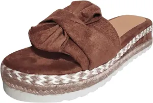 Womens Sandals Open Toe Platform Espadrille Sandals Slip on Women Casual Dressy Breathable Lightweight Bow Knot Comfortable Platform Shoes for Summer
