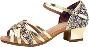 Women's Sandals White Block Heels Gold High Heels Women's Strappy Open Toe Ankle Buckle Heeled Sandals
