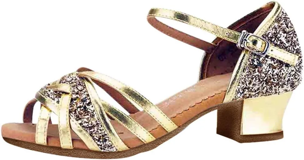 Women's Sandals White Block Heels Gold High Heels Women's Strappy Open Toe Ankle Buckle Heeled Sandals