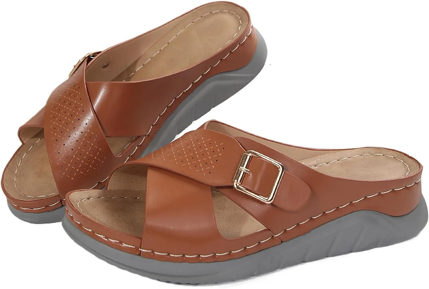 Womens Slide Sandals with Arch Support Dressy Summer Flat Arch Support Fashion Orthotic Slides for Plantar Fasciitis