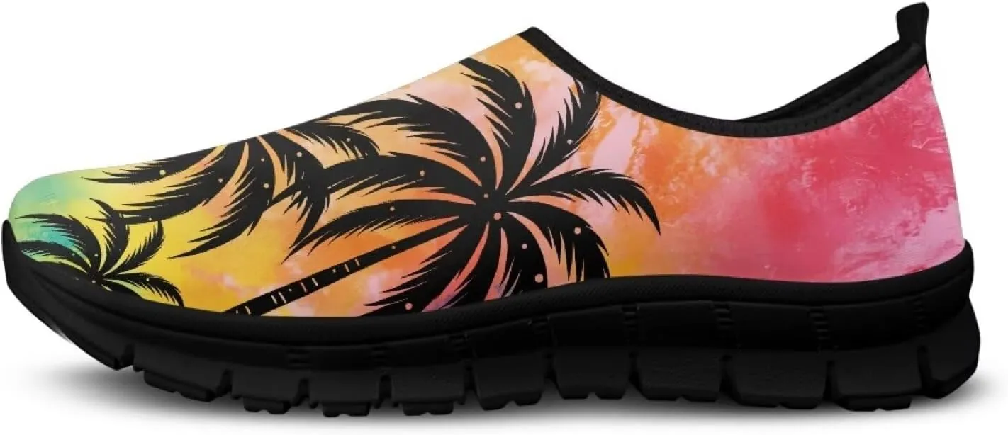 Women's Slip Ons Flat Lightweight Sneakers Walking Casual Loafers Comfortable Art Painted Travel Outdoor Shoes for Ladies US Size 5.5-11.5