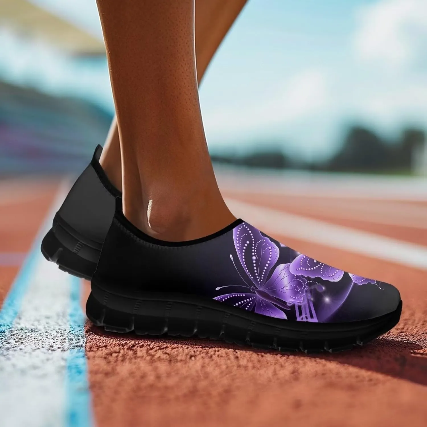 Women's Slip Ons Flat Lightweight Sneakers Walking Casual Loafers Comfortable Art Painted Travel Outdoor Shoes for Ladies US Size 5.5-11.5