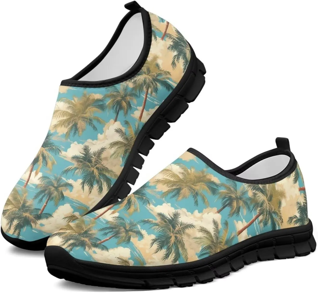 Women's Slip Ons Flat Lightweight Sneakers Walking Casual Loafers Comfortable Art Painted Travel Outdoor Shoes for Ladies US Size 5.5-11.5
