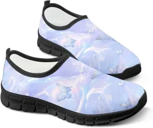 Women's Slip Ons Flat Lightweight Sneakers Walking Casual Loafers Comfortable Art Painted Travel Outdoor Shoes for Ladies US Size 5.5-11.5