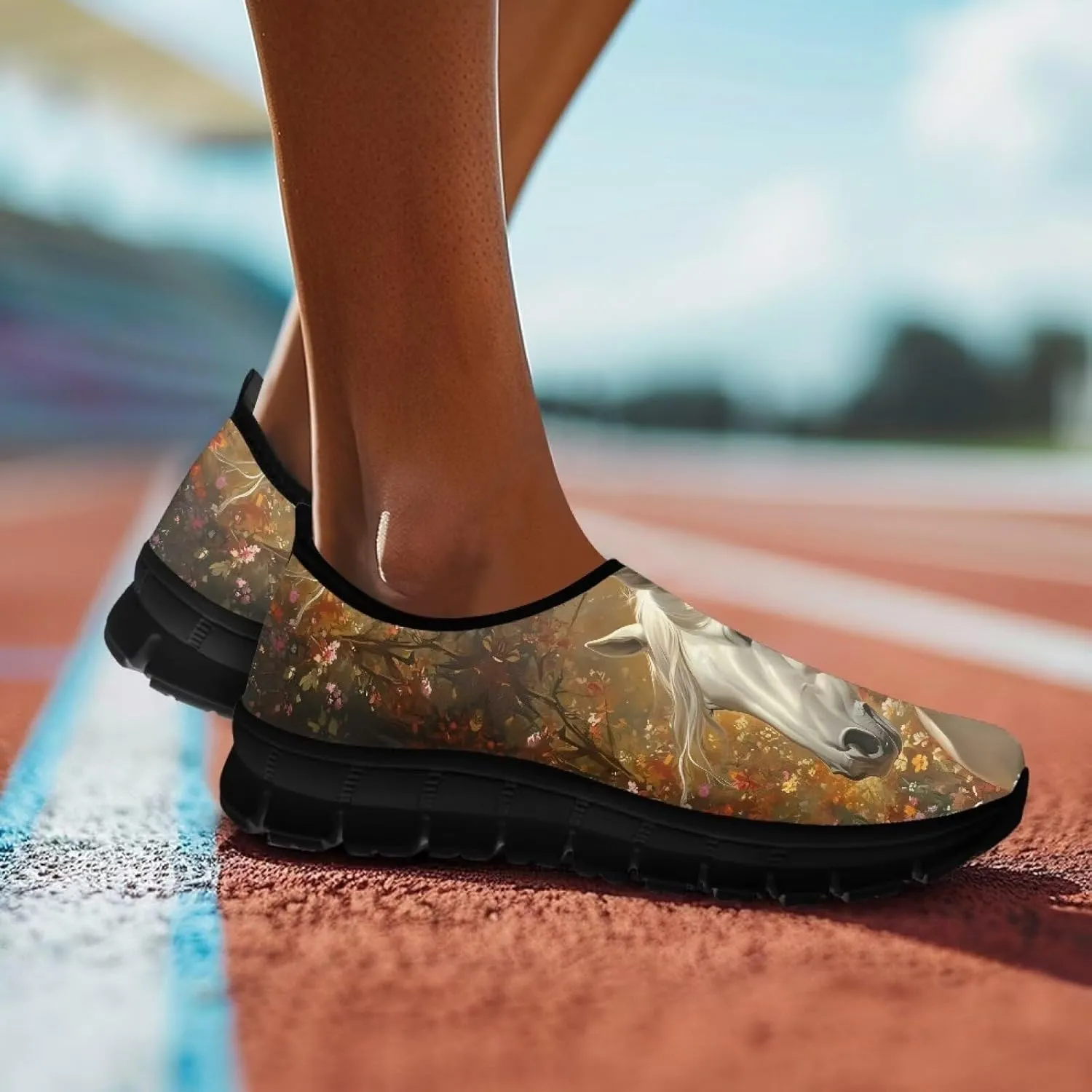 Women's Slip Ons Flat Lightweight Sneakers Walking Casual Loafers Comfortable Art Painted Travel Outdoor Shoes for Ladies US Size 5.5-11.5